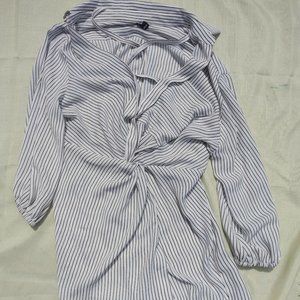 Windsor, Shirt Dress, white with white black pinstripe, sexy dress